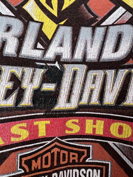 Harley Davidson Shirt Tank Top Orlando Florida USA Y2K Orange SUN FADED XL - Picture 12 of 12